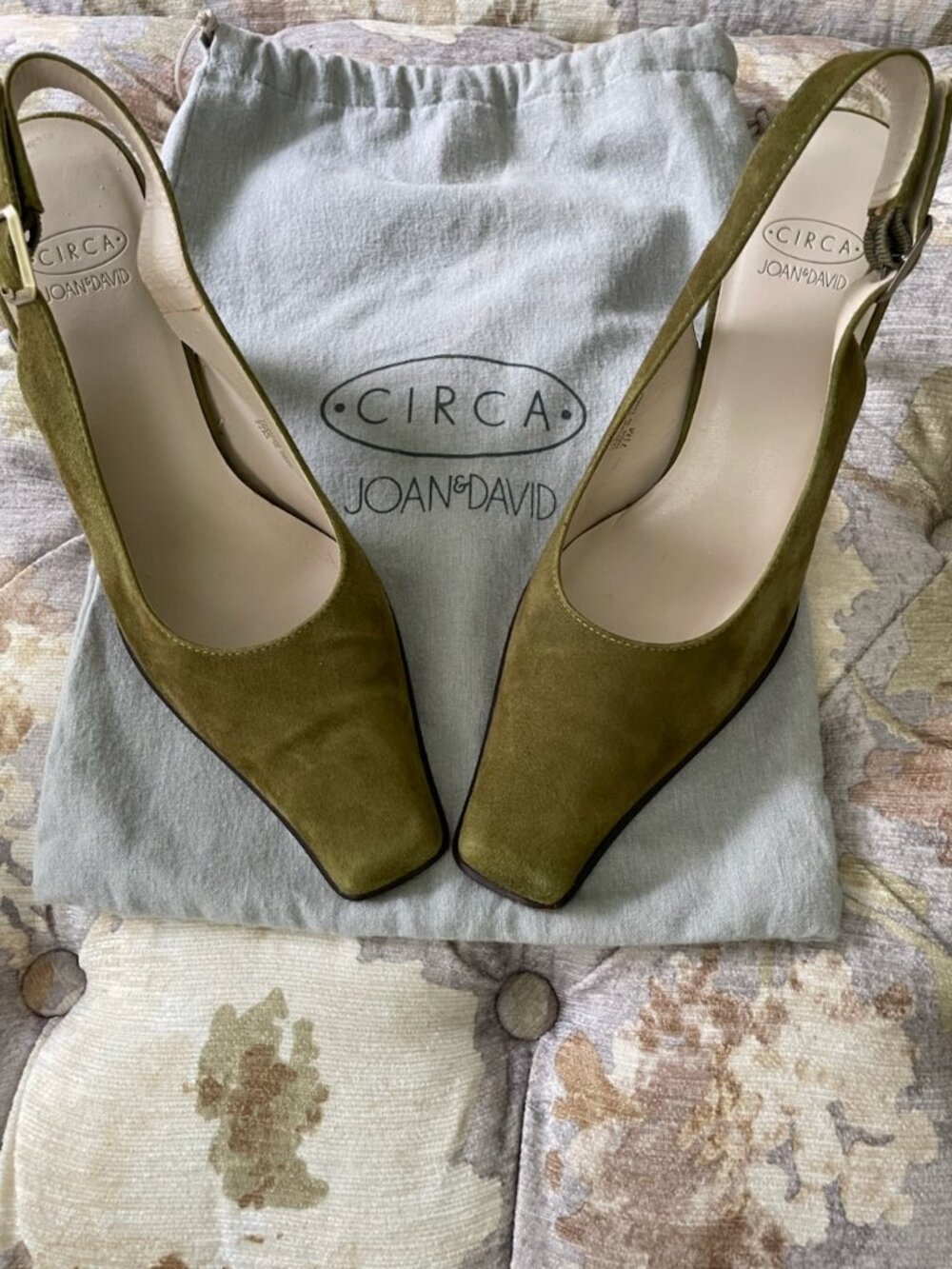 Vintage Joan & David (Circa) Olive Nubuck Slingback Shoes 7.5M